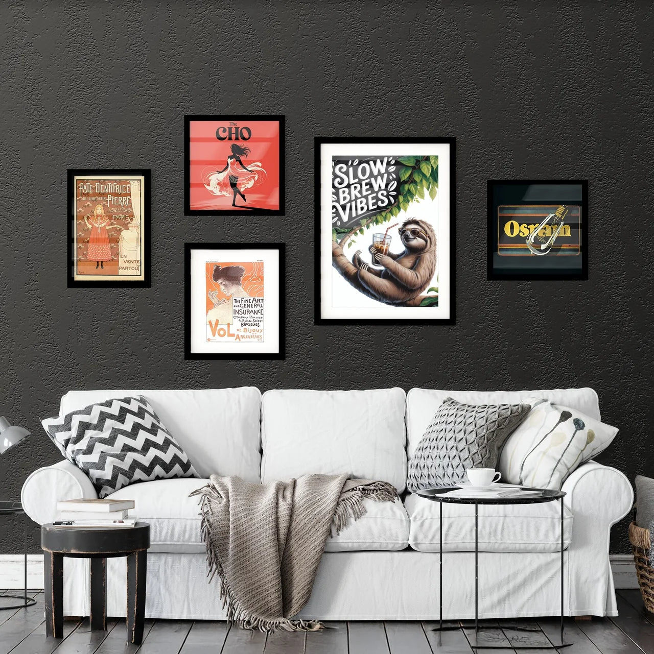 Chill Sloth Enjoying Iced Coffee in Tropical Setting with Fun Typography for Relaxed Vibes Collection