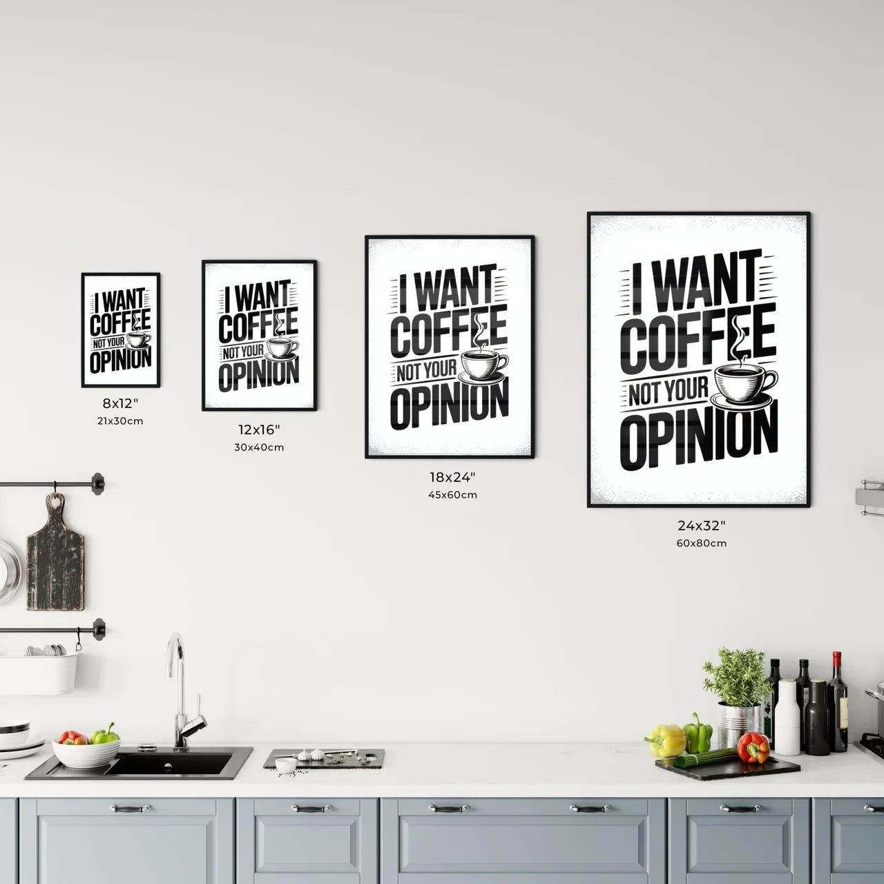 Coffee Enthusiast's Statement: Prioritizing Coffee Over Unsolicited Opinions in a Bold Typography Design. Chart