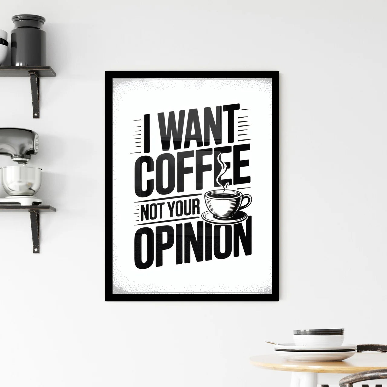 Coffee Enthusiast's Statement: Prioritizing Coffee Over Unsolicited Opinions in a Bold Typography Design. Framed Print