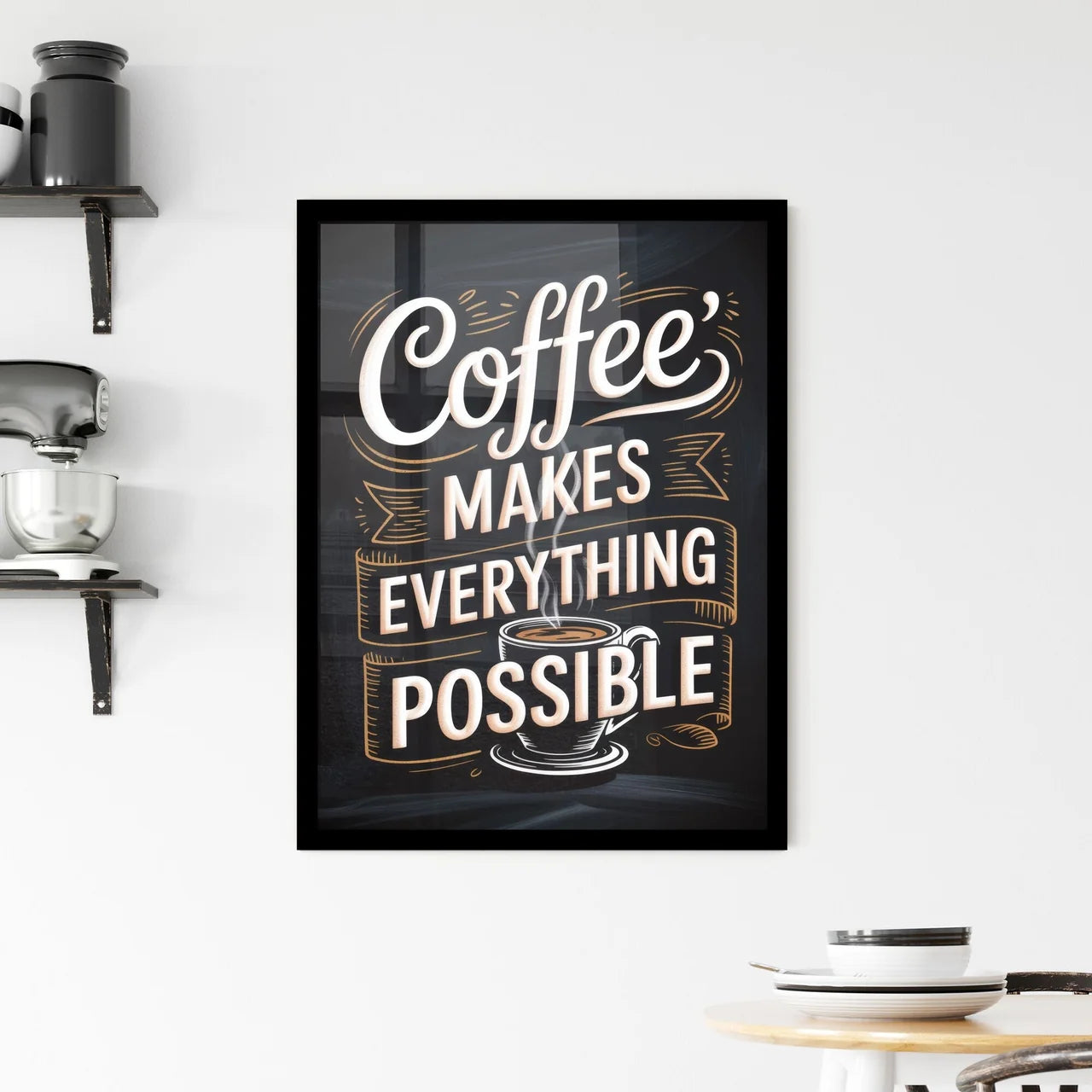 Coffee: The Essential Ingredient That Makes Everything Possible for Every Day Enthusiasts. Framed Print