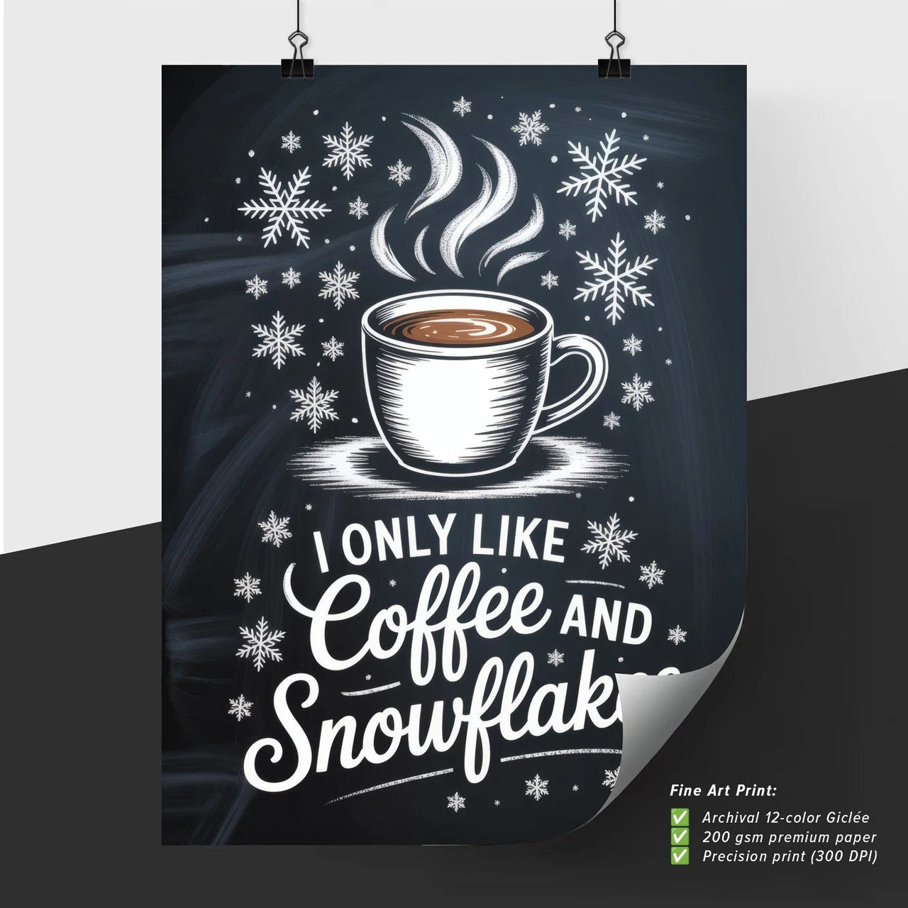 Cozy Winter Vibes: Celebrating Coffee and Snowflakes in a Whimsical Design