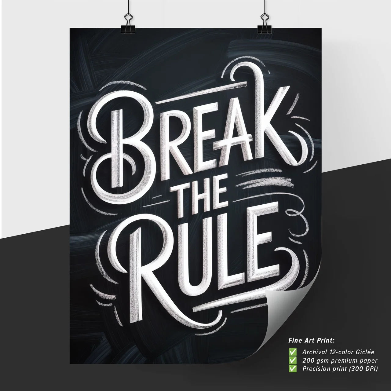 Creative Typography Design: Inspirational Quote 'Break the Rule' Against a Stylish Dark Background