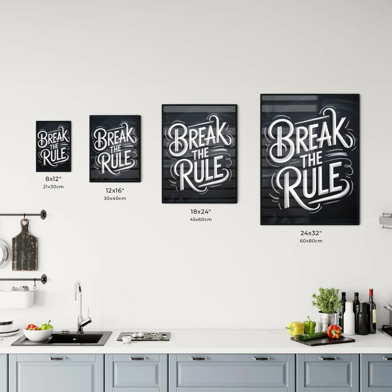 Creative Typography Design: Inspirational Quote 'Break the Rule' Against a Stylish Dark Background Chart