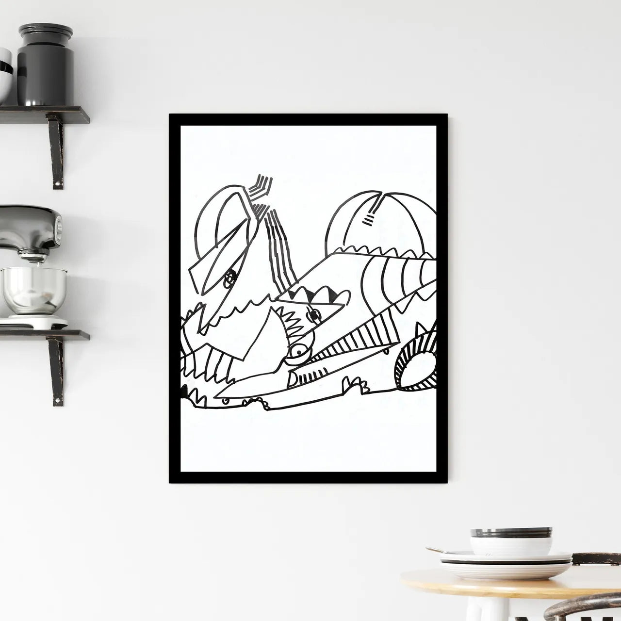 Dynamic Forms: The Playful Dance of Imagined Creatures Framed Print