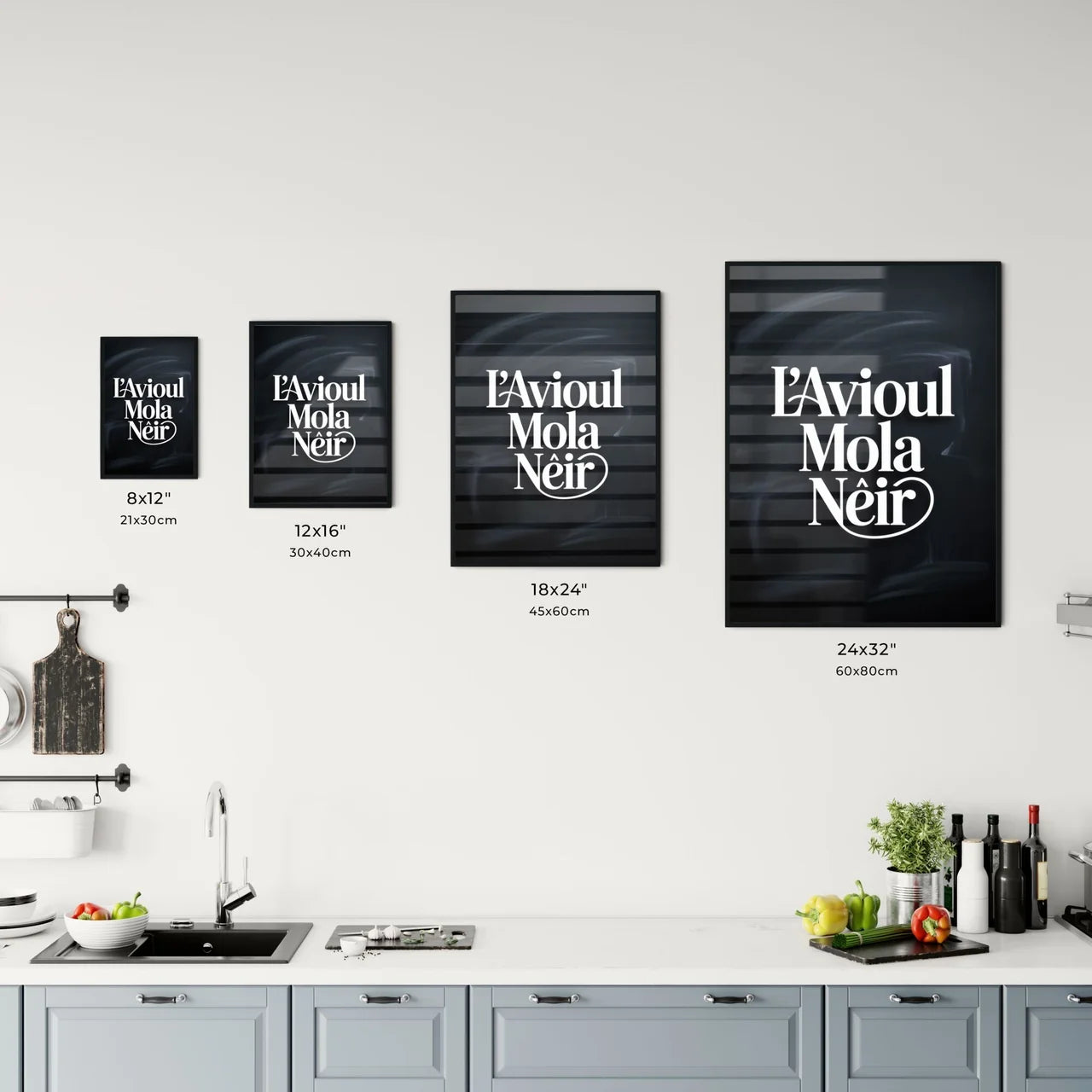 Elegant Typography on Chalkboard Background: L'Avioul Mola Nêir Design Concept for Creative Projects. Chart