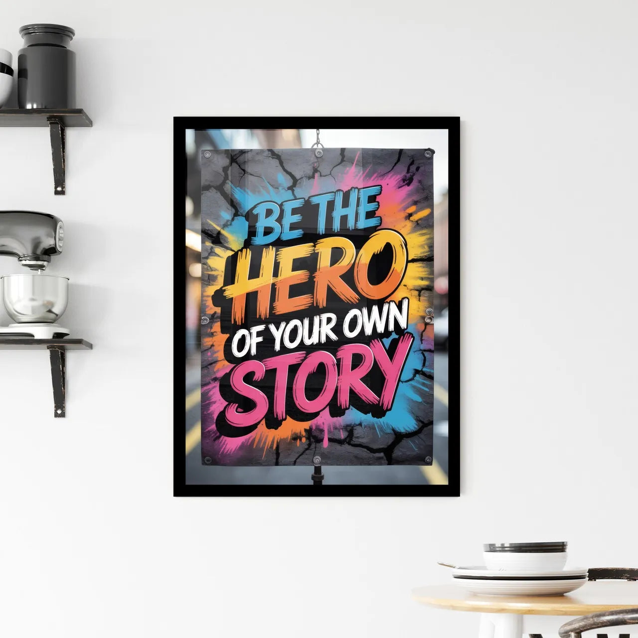 Empowering Street Art: Be the Hero of Your Own Story with Vibrant Colors and Inspiring Messages. Framed Print