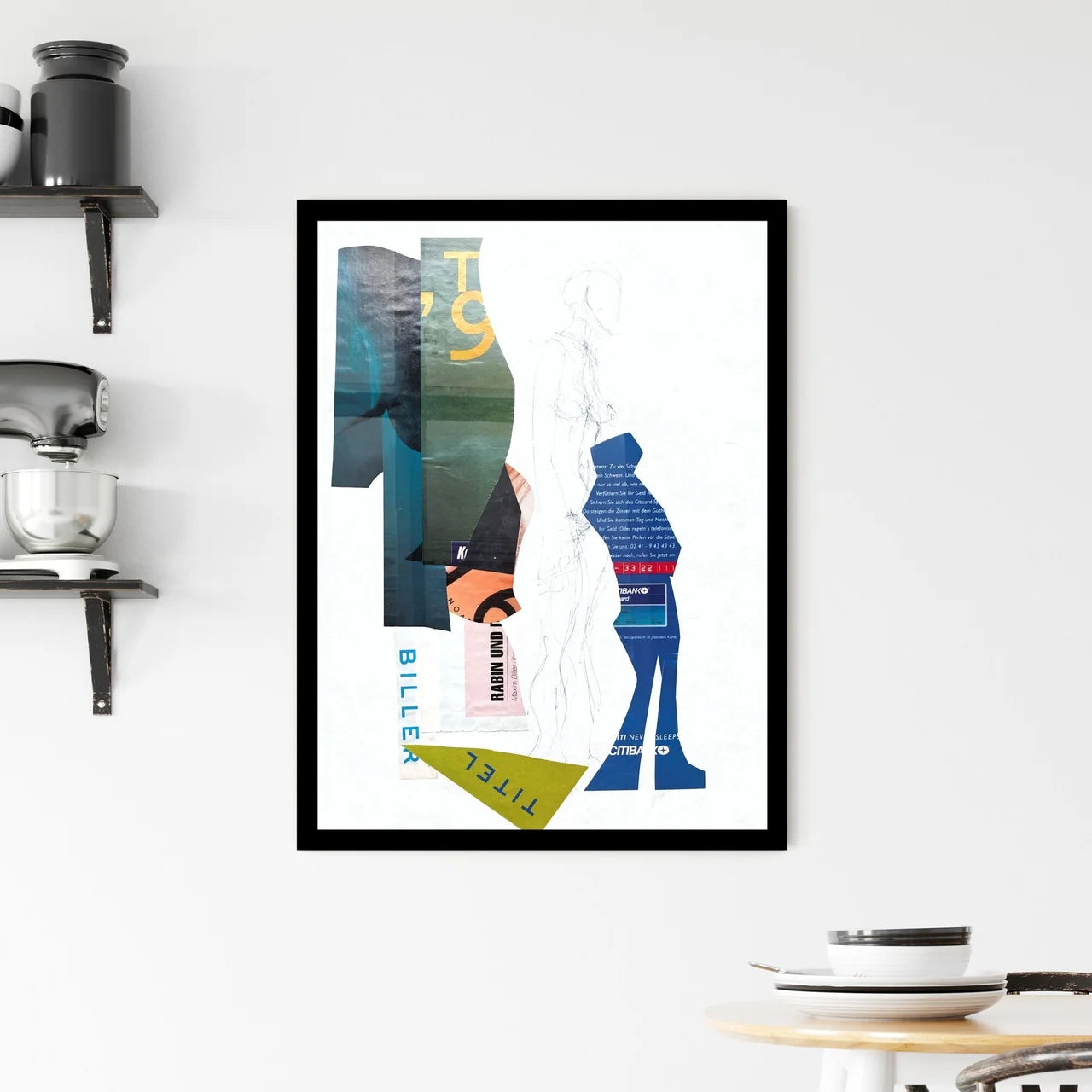 Fragmented Identities: A Collage of Modern Existence and Expression Framed Print