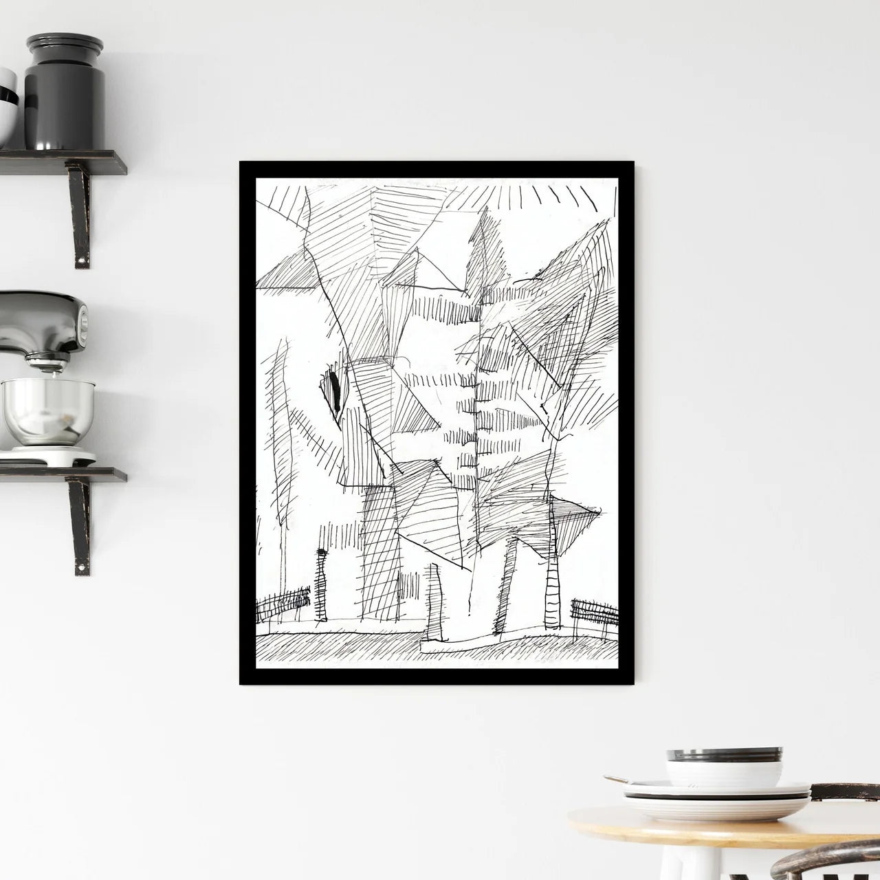 Fragmented Perspectives: Urban Silhouettes in Dynamic Motion Framed Print