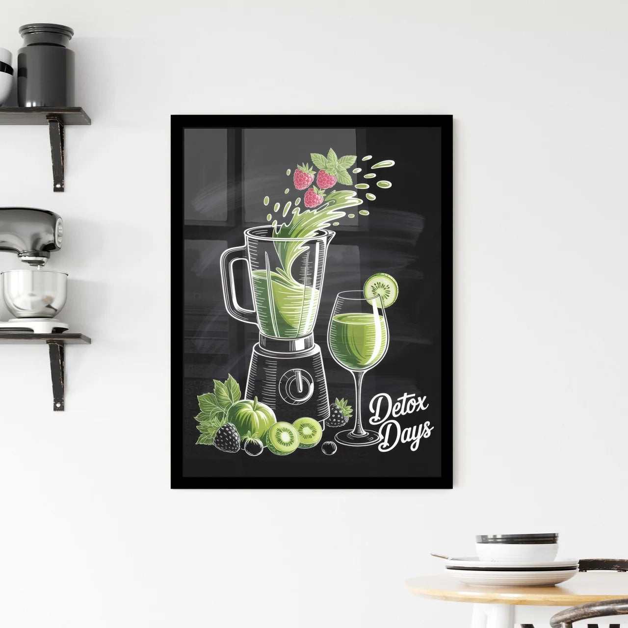 Fresh Detox Smoothie Blend with Berries and Mint for a Healthy Lifestyle Visual Framed Print