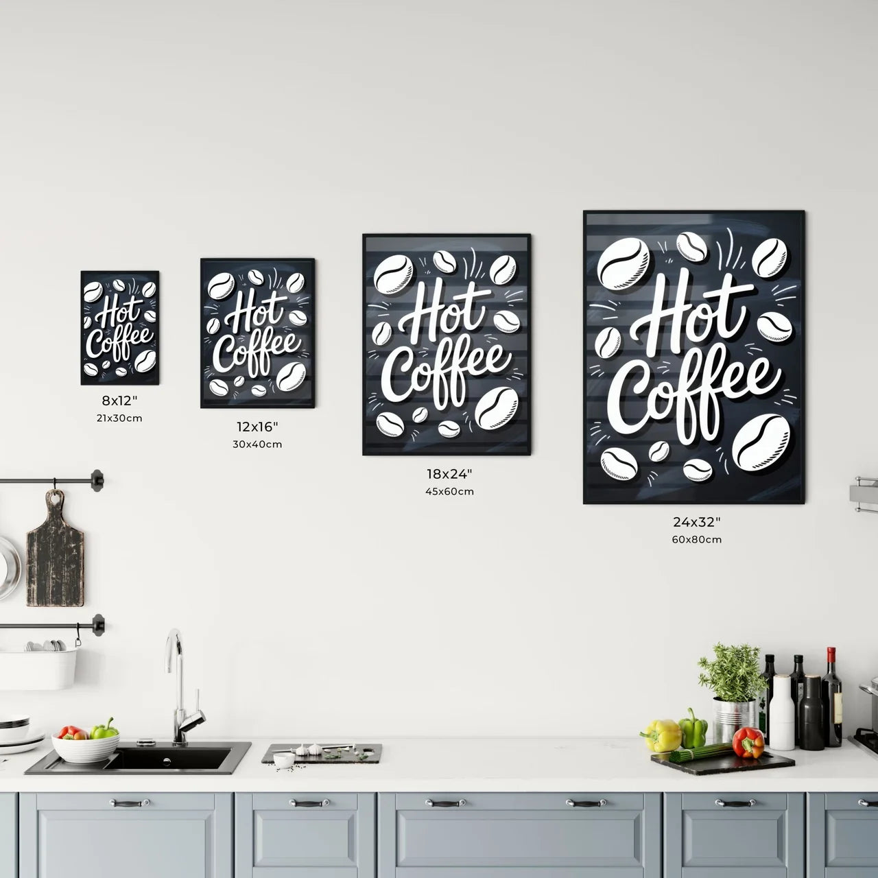 Freshly Brewed Hot Coffee with Coffee Beans in a Stylish, Artistic Design on a Chalkboard Background. Chart