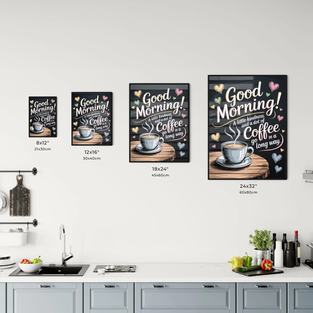 Good Morning! A Cheerful Start with Coffee and Kindness on a Rustic Table Background. Chart