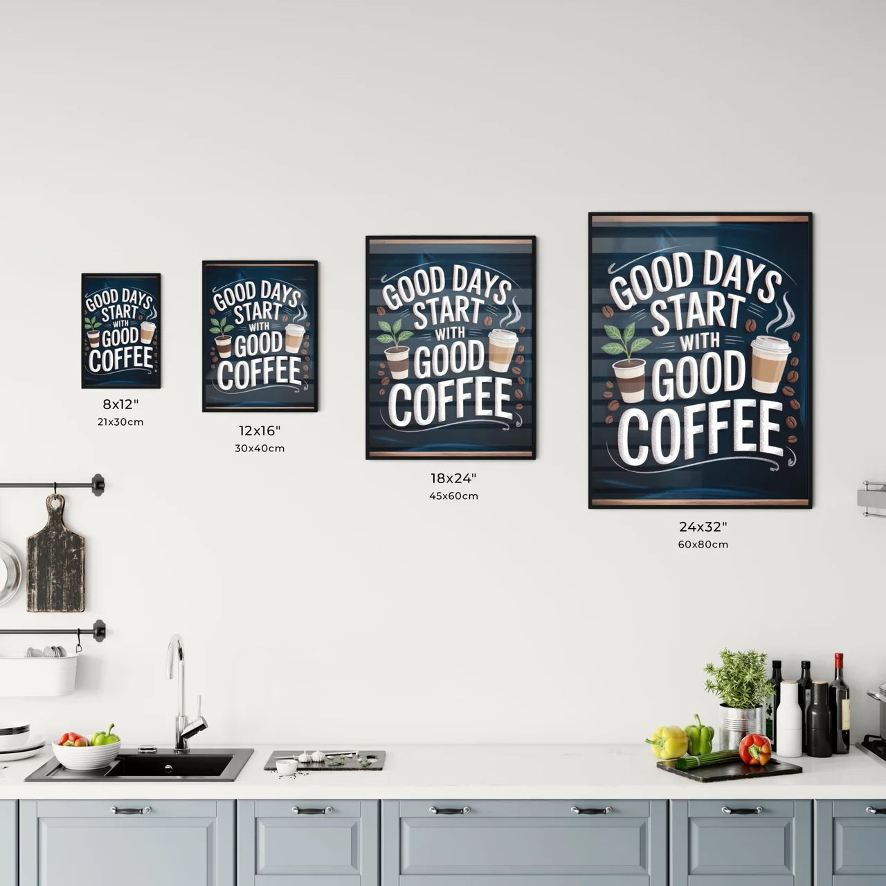 Handcrafted Coffee Sign with Inspirational Quote for Café Decor and Coffee Lovers Chart