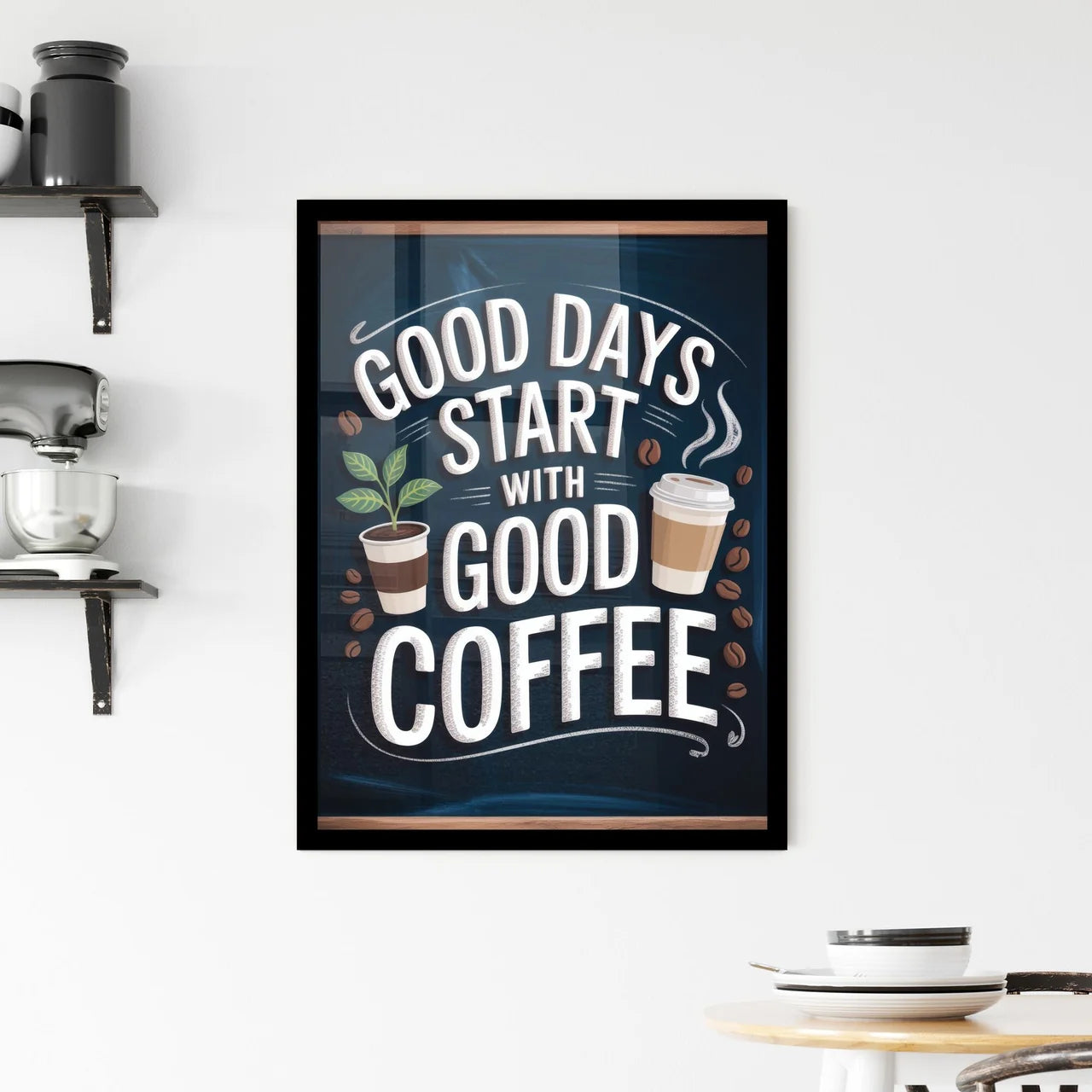 Handcrafted Coffee Sign with Inspirational Quote for Café Decor and Coffee Lovers Framed Print