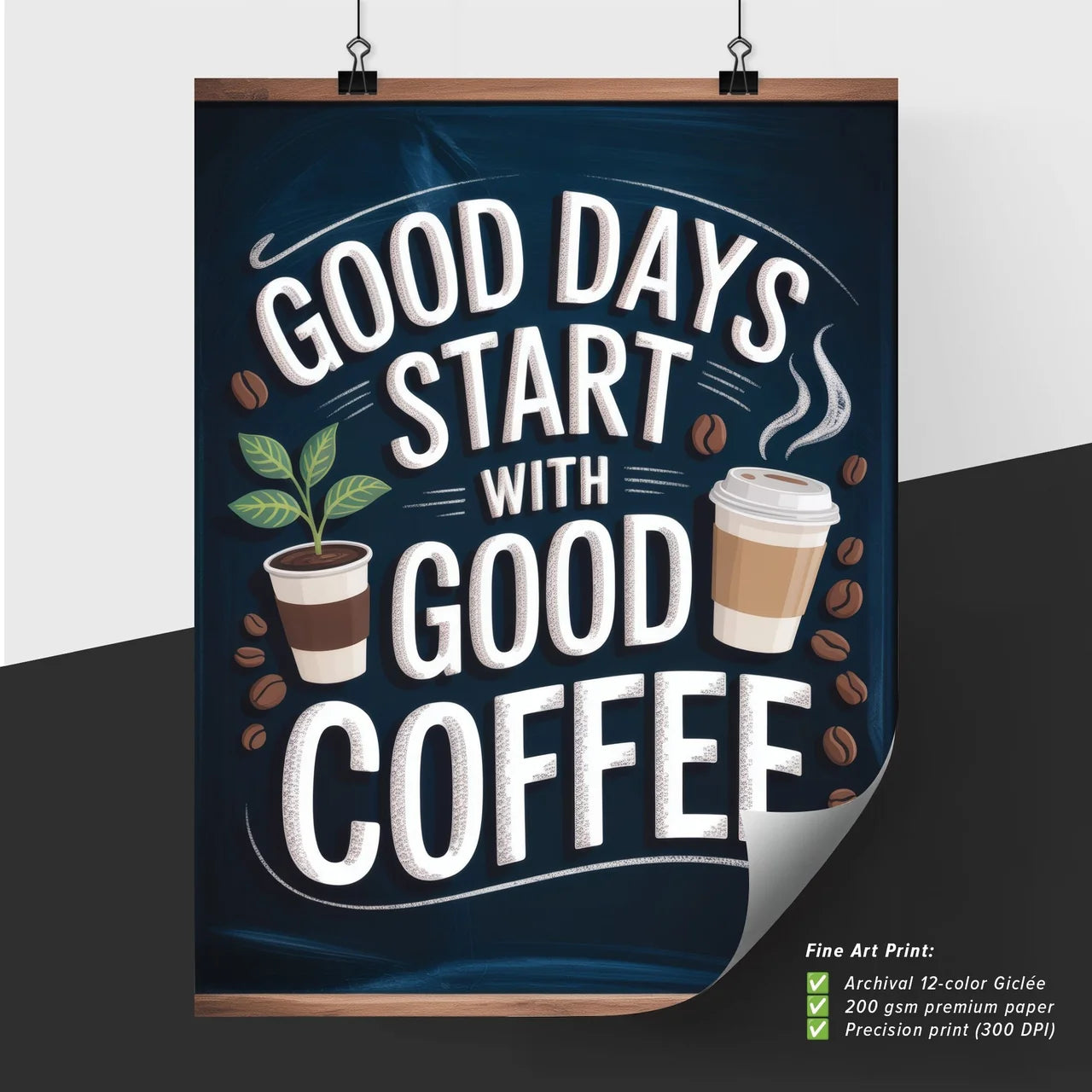Handcrafted Coffee Sign with Inspirational Quote for Café Decor and Coffee Lovers