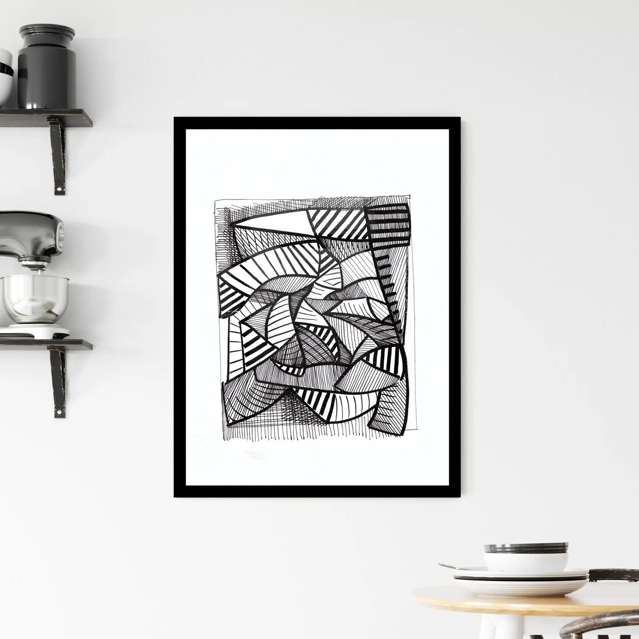 Interwoven Energy: A Dance of Lines and Shadows Framed Print
