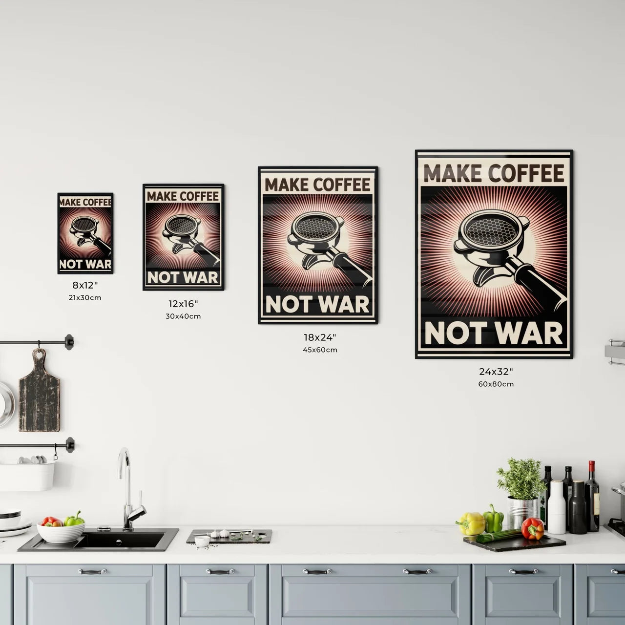Make Coffee Not War: Embrace Peaceful Brewing with a Bold Statement Design. Chart