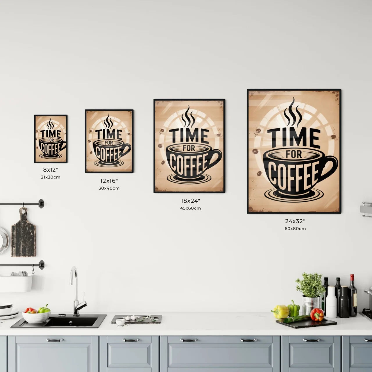 Rustic Coffee Time Sign with Elegant Cup and Steaming Aroma for Cozy Cafés and Homes. Chart