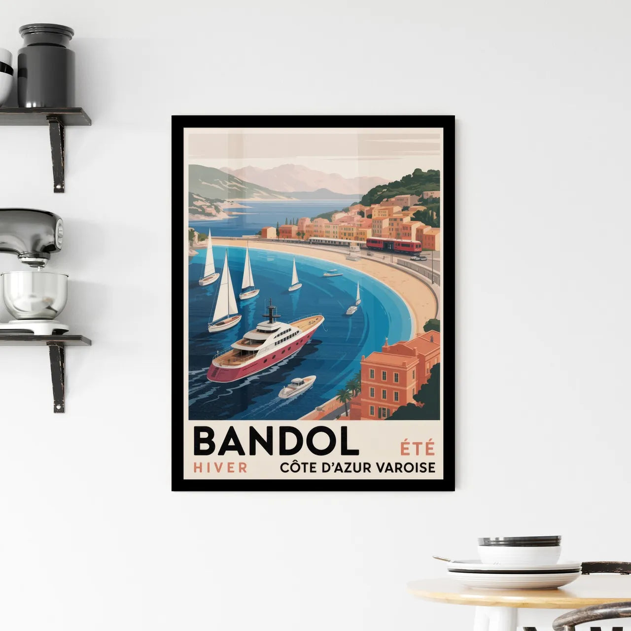 Scenic Coastal Bliss: Bandol, Côte d'Azur - A Luxurious Escape on the Mediterranean Framed Print