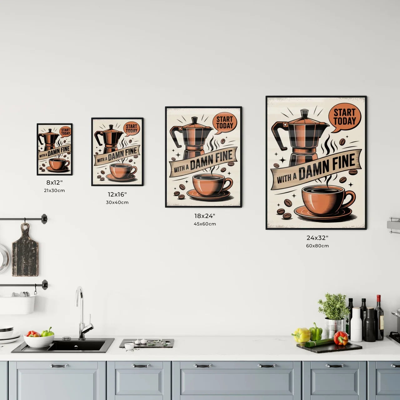 Start Your Day with a Damn Fine Cup of Coffee: Vintage Style Coffee Art. Chart