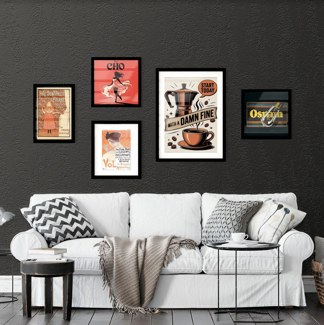 Start Your Day with a Damn Fine Cup of Coffee: Vintage Style Coffee Art. Collection