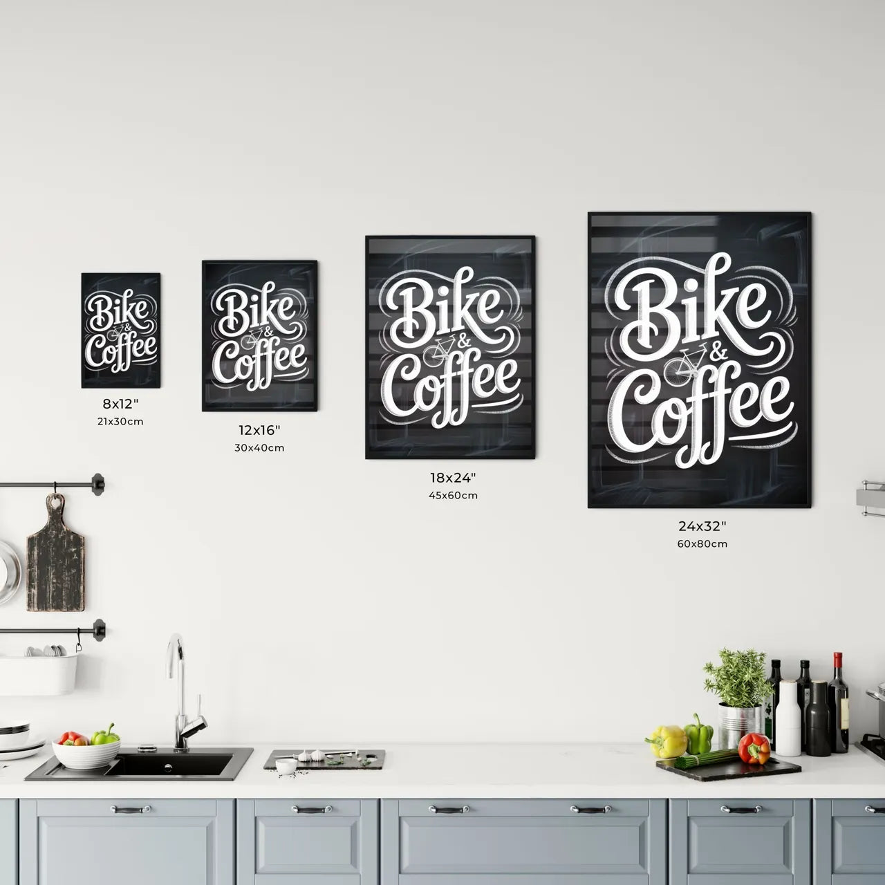Stylish Handwritten Typography Design Featuring the Phrase 'Bike & Coffee' on a Chalkboard Background. Chart