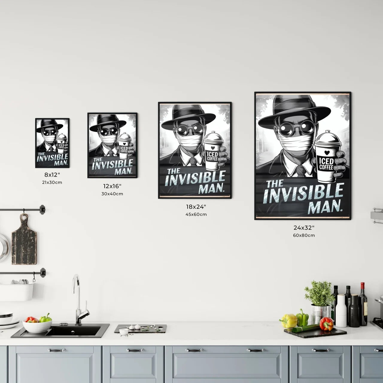 Stylish Illustration of a Mysterious Figure Holding Iced Coffee in Urban Setting, Embracing Modern Aesthetic. Chart