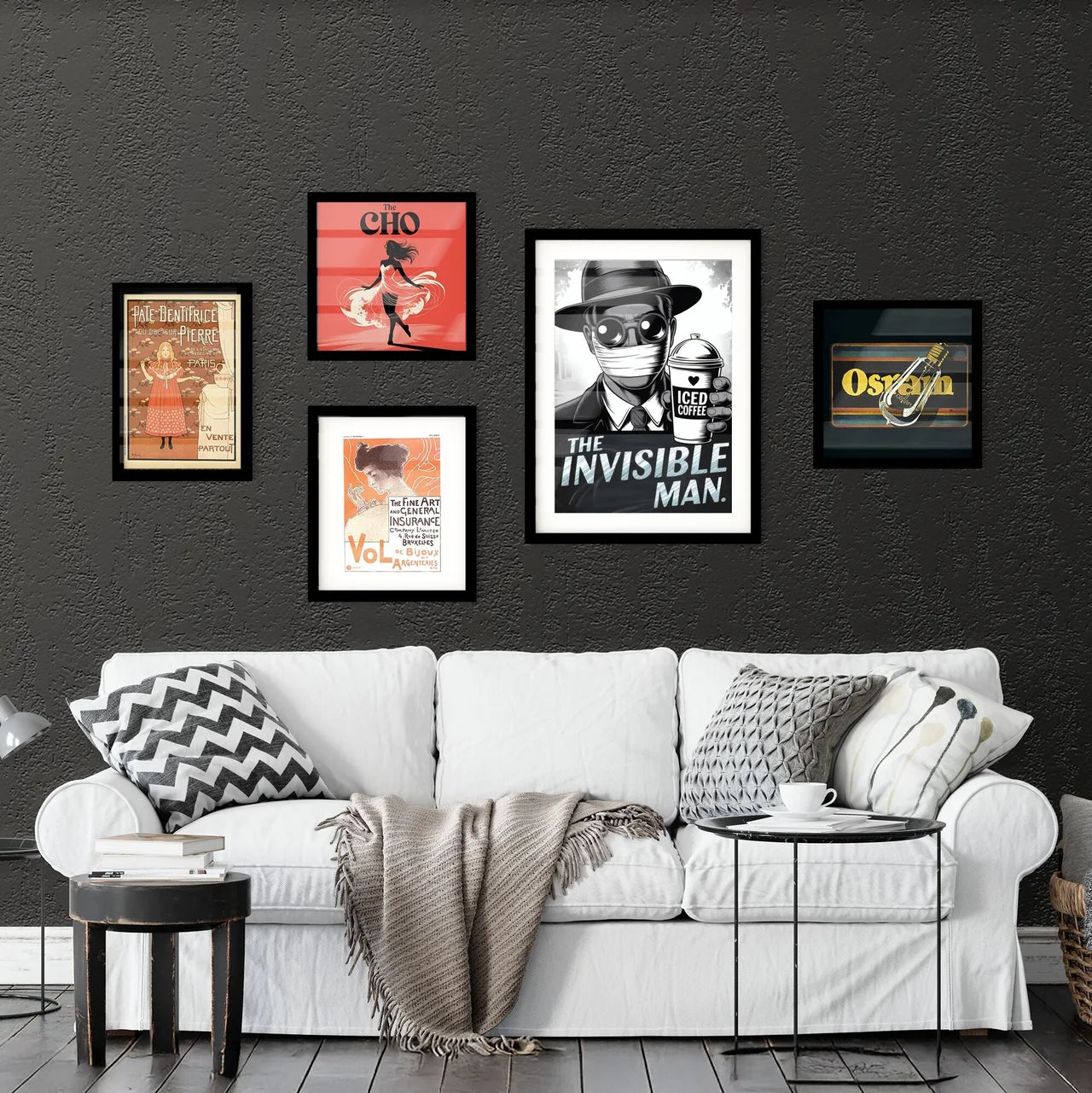 Stylish Illustration of a Mysterious Figure Holding Iced Coffee in Urban Setting, Embracing Modern Aesthetic. Collection