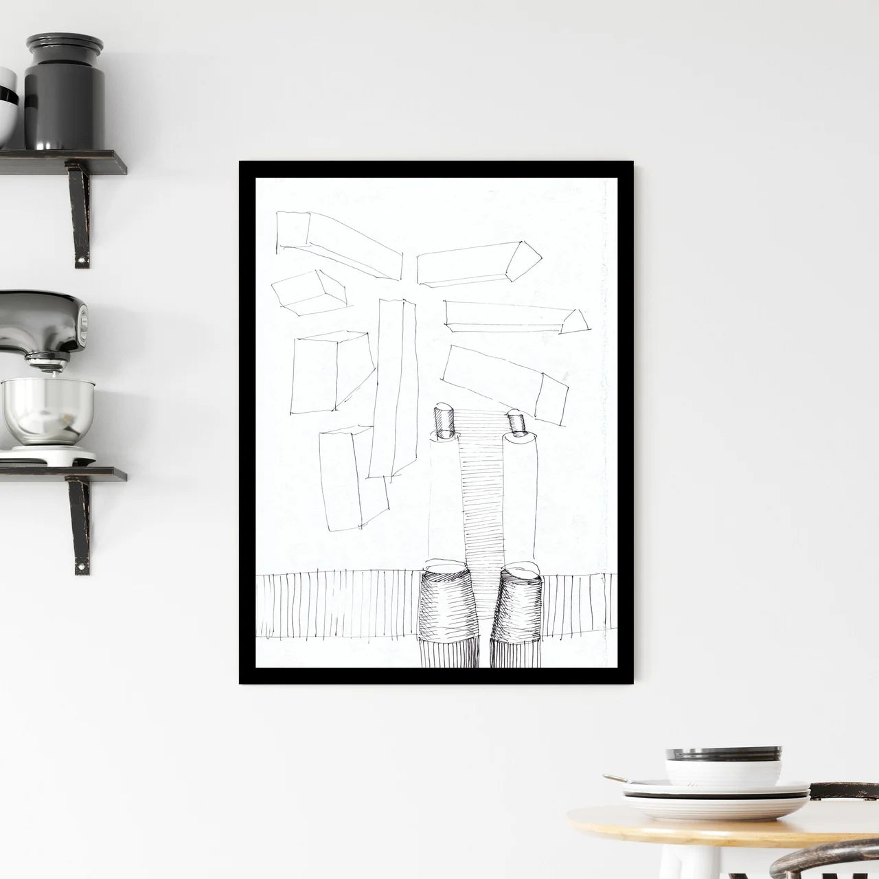 Symmetry in Fragmentation: The Dance of Lines and Forms Framed Print