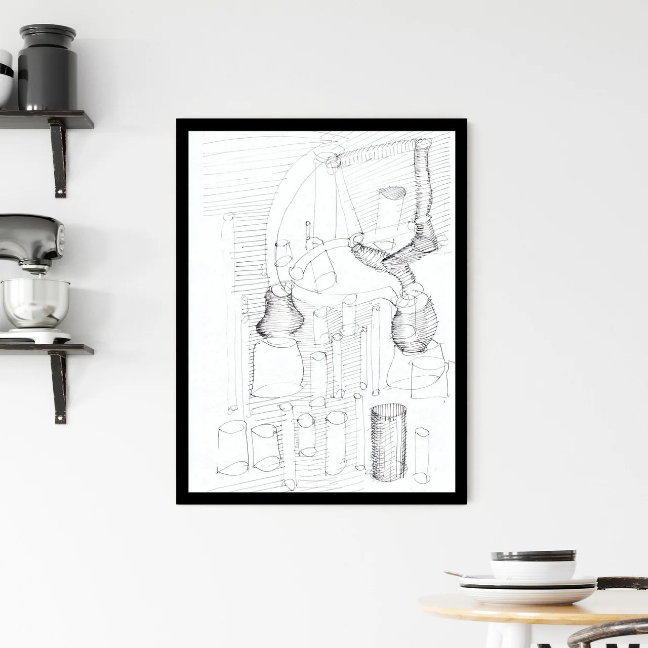 Symphony of Lines: Echoes of Form in Abstract Space Framed Print