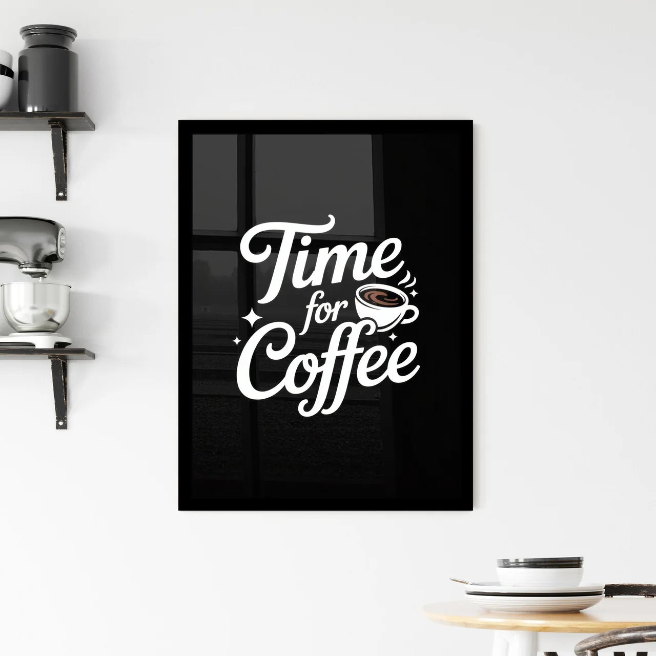 Time for Coffee: A Stylish Reminder to Enjoy Your Daily Brew. Framed Print