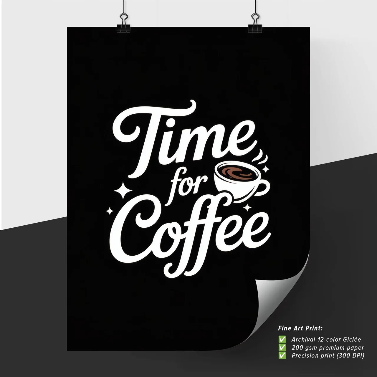 Time for Coffee: A Stylish Reminder to Enjoy Your Daily Brew.