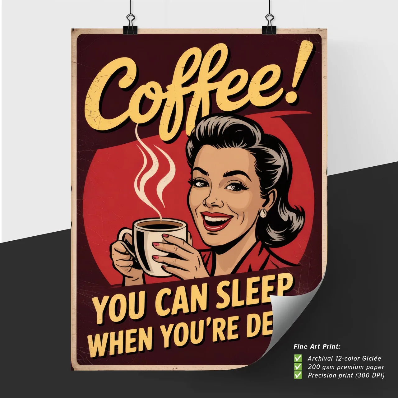Vintage Coffee Advertisement: Embrace Life with a Smile and a Cuppa!