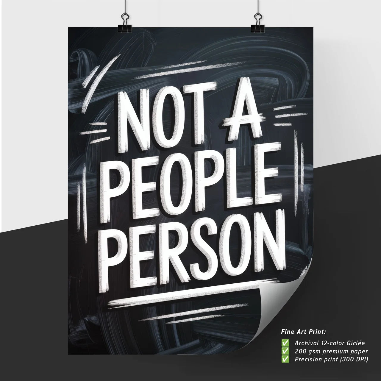 Whimsical Typography Art: Embracing Introversion with 'Not a People Person' Statement