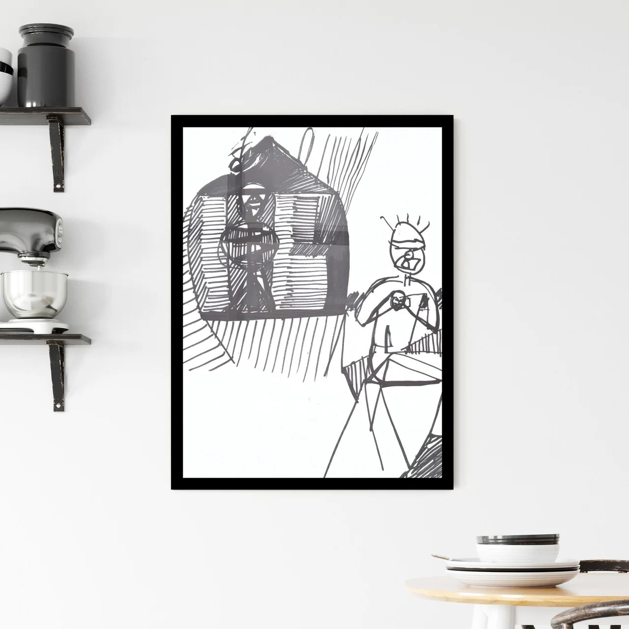 Whispers of Shadows: A Dialogue Between Two Distorted Realities Framed Print