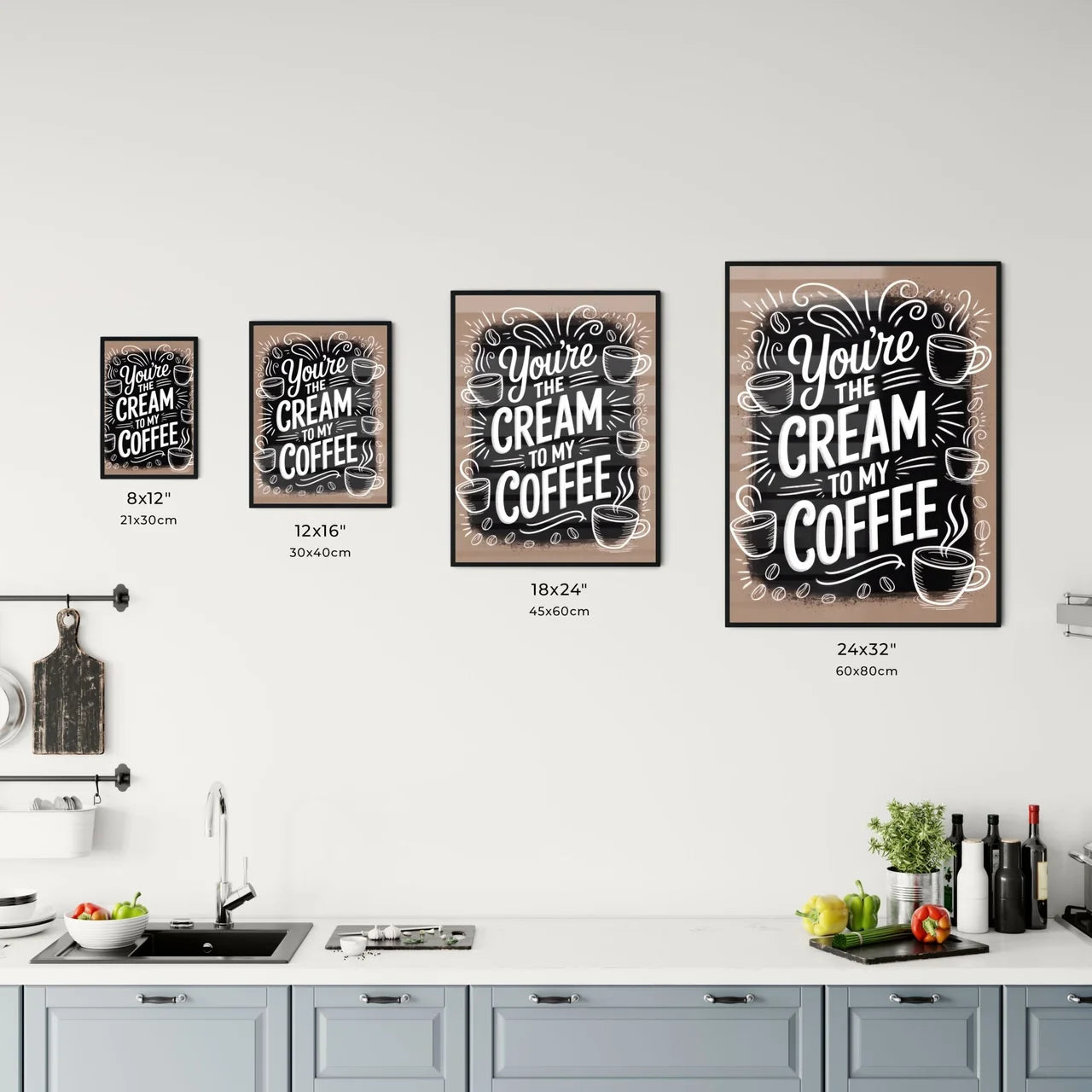 You're the Cream to My Coffee - A Whimsical Playful Coffee Quote Design Chart