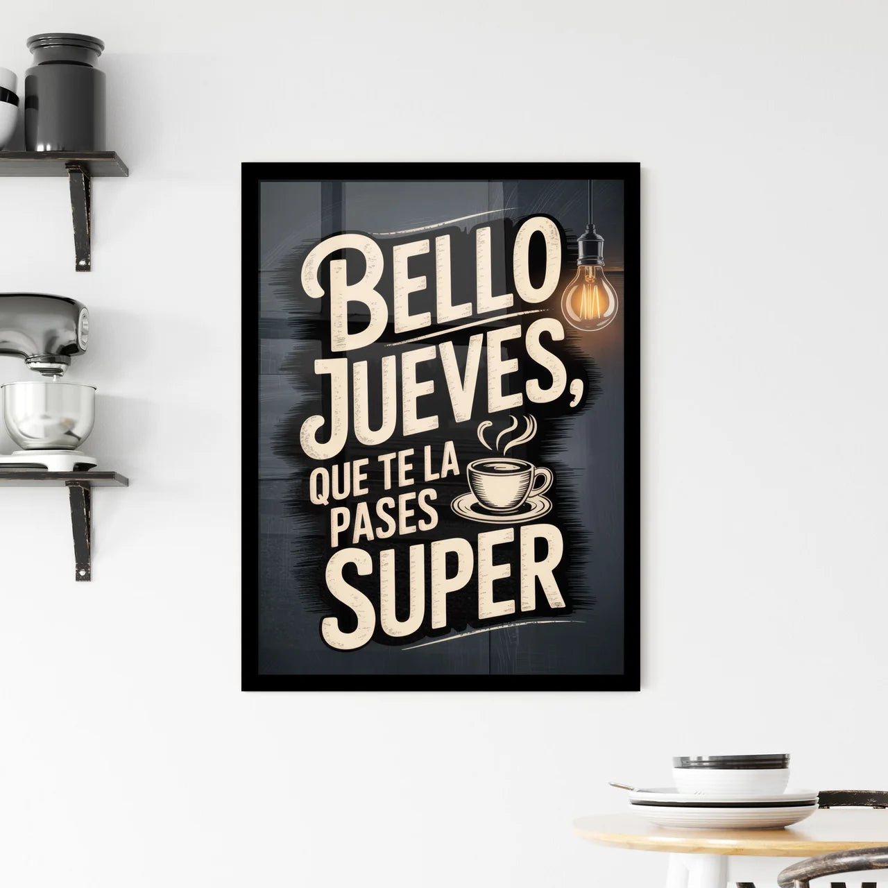 Charming Thursday Quote: Enjoy Your Day with Coffee Inspiration and Positive Vibes. Framed Print