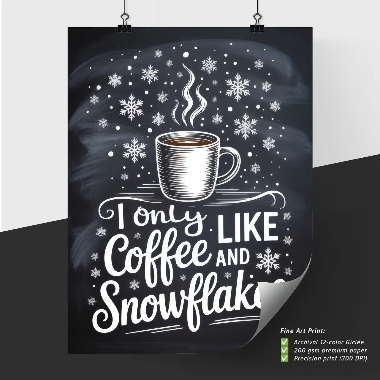 Cozy Winter Coffee and Snowflakes - Perfect for Holiday Decor and Seasonal Marketing Themes