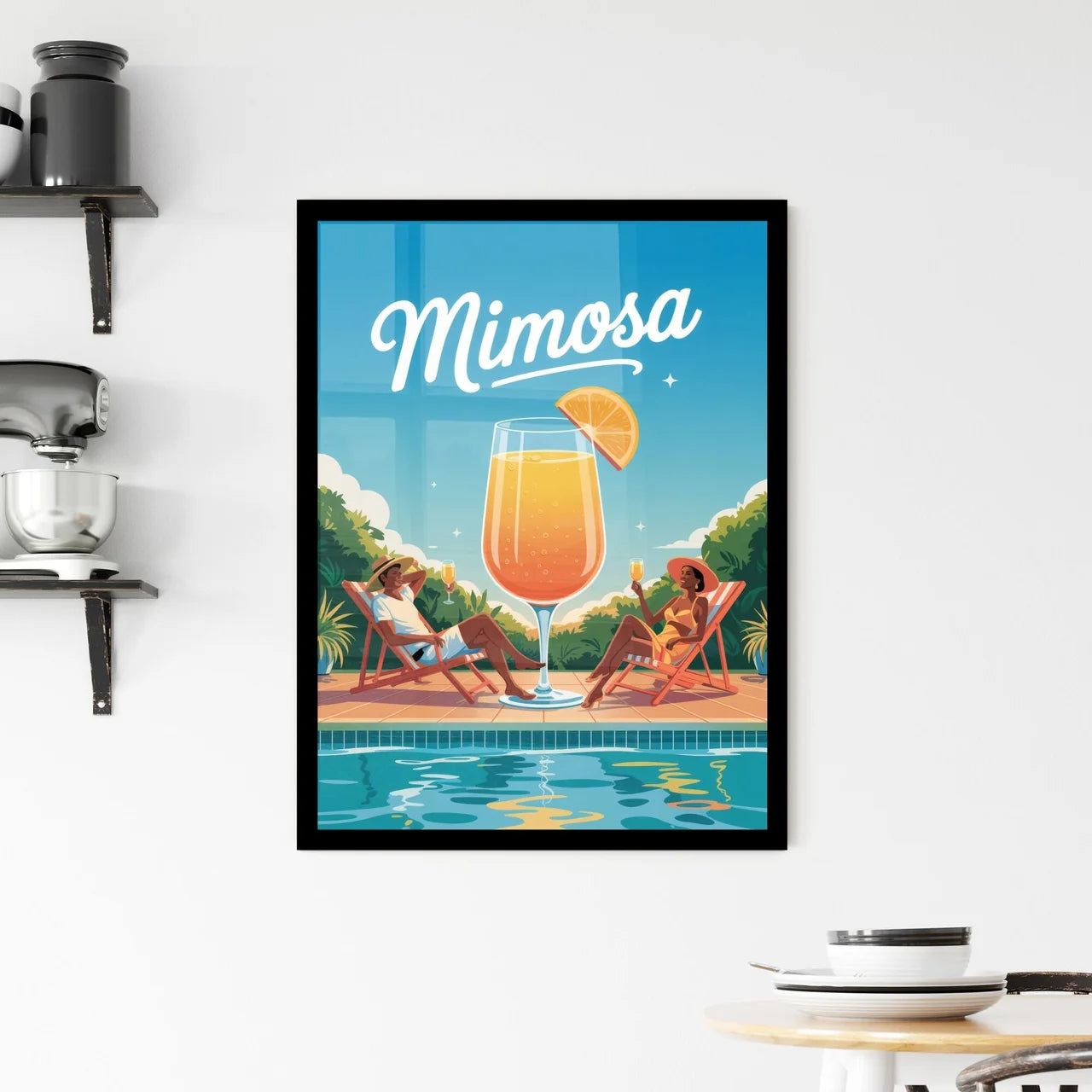 Enjoying Refreshing Mimosas by the Pool: Perfect Summer Relaxation Scene Framed Print