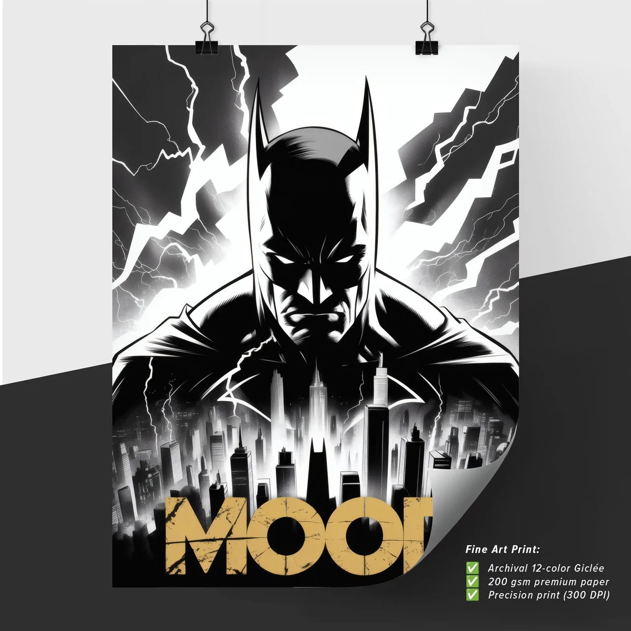 Heroic Atmosphere: A Dark Knight Overlooking a Cityscape with Mysterious Lightning and Dramatic Mood Elements.