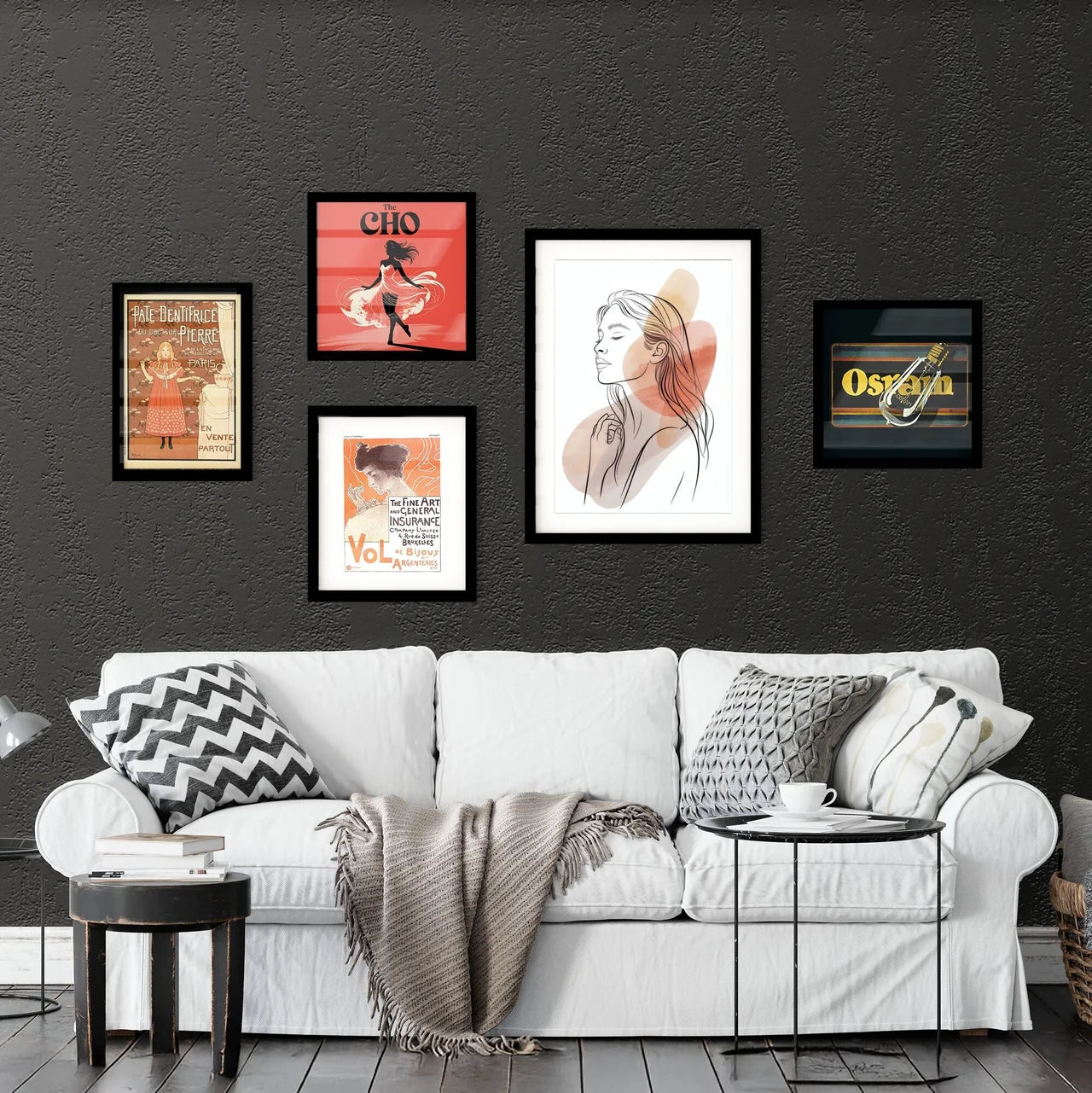 Minimalist Line Art Portrait of a Woman with Abstract Color Elements for Stylish Decor Collection