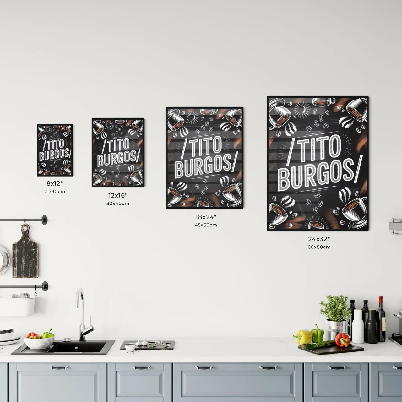 Artistic Coffee Shop Branding Featuring Stylish Cup Illustrations and Handwritten Typography for Tito Burgos. Chart