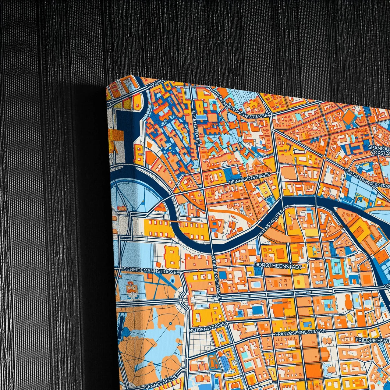 Berlin Germany Colorful City Map Canvas Print Detail