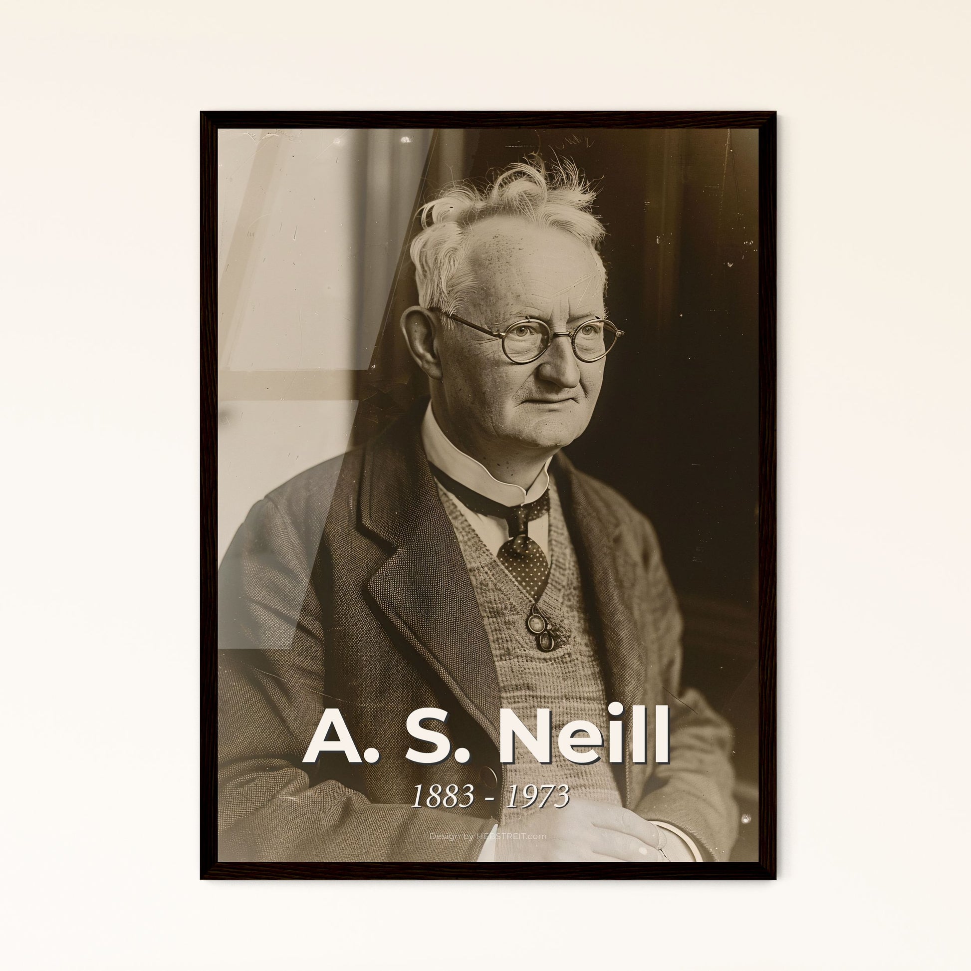 A. S. Neill: Visionary Scottish Educator & Founder of Summerhill School – Timeless Portrait in Monochrome Elegance for Your Home