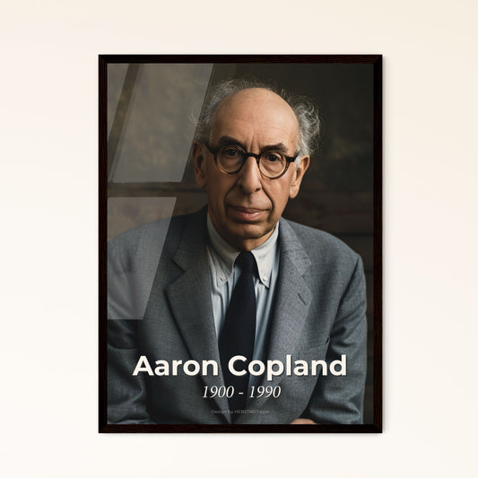 Captivating Portrait of Aaron Copland (1900-1990) - Iconic American Composer, Optimistic Spirit - Premium Monochrome Art Print