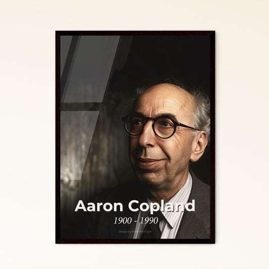 Aaron Copland: Iconic American Composer – Timeless Portrait in Monochrome with Rustic Charm for Home Decor & Gifts