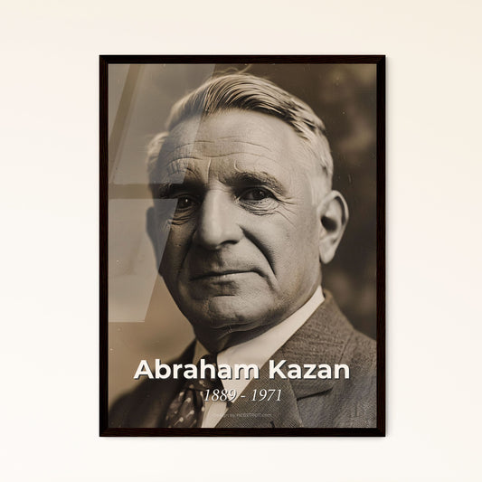 Abraham Kazan: Visionary Real Estate Pioneer & Co-op City Founder – Striking Monochromatic Portrait on Rustic Background