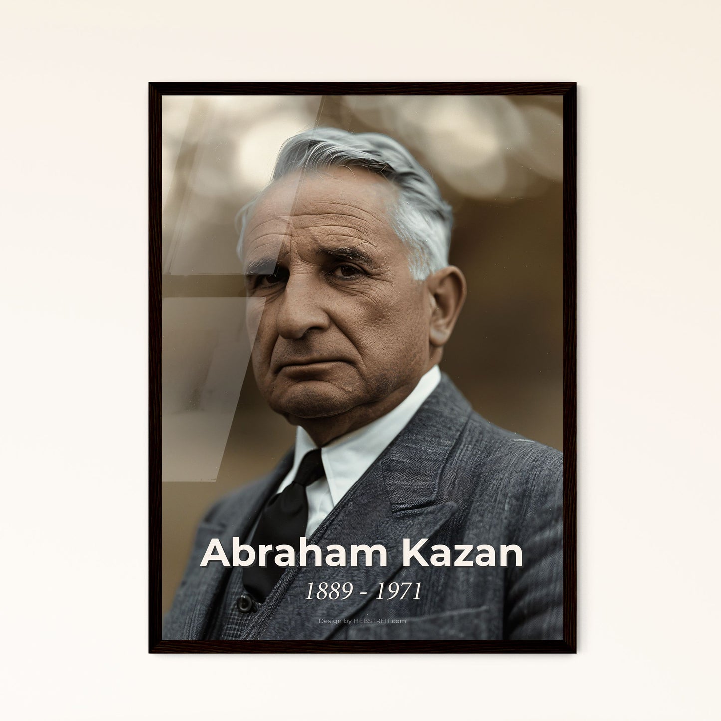 Abraham Kazan: Visionary Real Estate Pioneer & Co-op City Founder – Monochromatic Portrait on Rustic Background