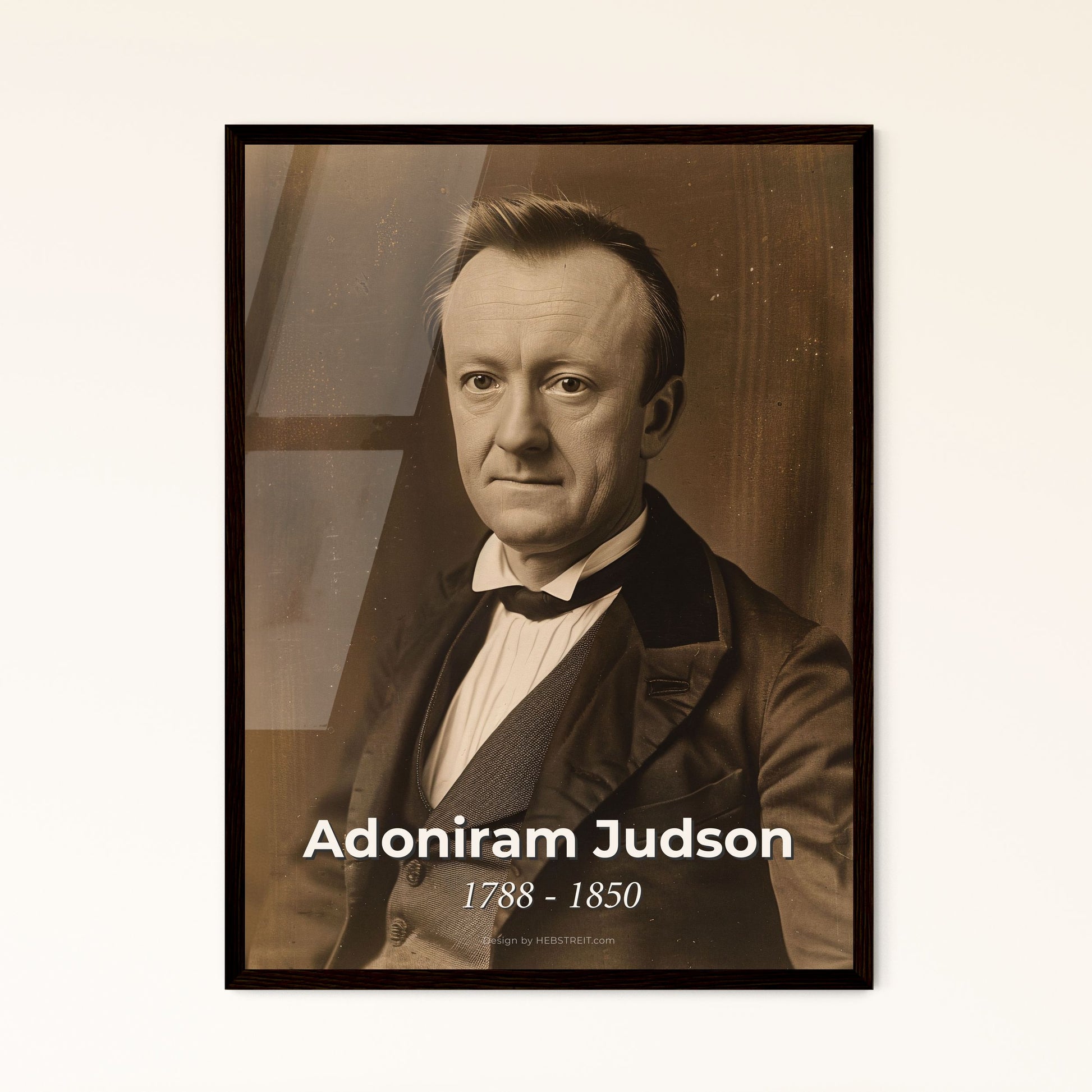 Adoniram Judson: Pioneering American Missionary to Burma – Exquisite Monochrome Portrait for Timeless Home Decor