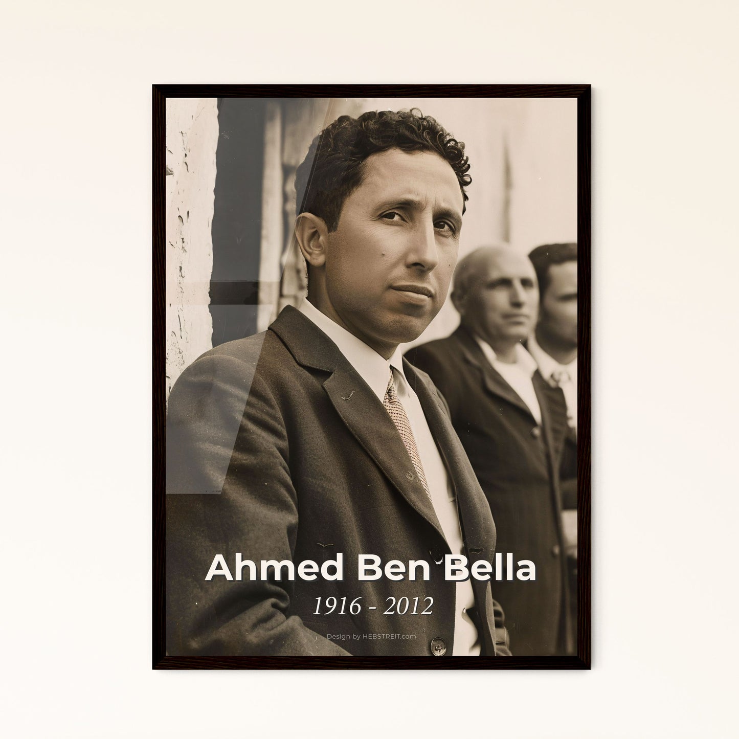 Ahmed Ben Bella: Visionary of Algerian Independence - Cinematic Portrait Print in Rustic Elegance for Timeless Home Decor