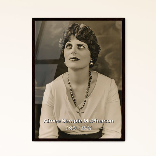 Timeless Portrait of Aimee Semple McPherson: Innovative Evangelist & Foursquare Church Founder in Monochromatic Elegance